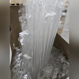 ​SO-NAP 7.75" Jumbo Clear Wrapped Straws - 500 Count Box - SN550109 NEW